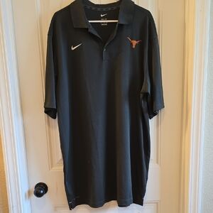 Nike Men's Charcoal Polo with Orange Emblem, Texas Longhorns